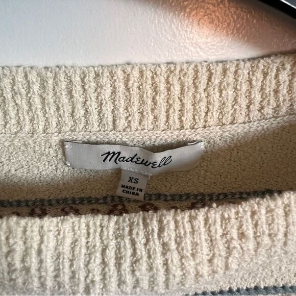 New Madewell Embroidered Reseda Pullover Sweater Cotton XS H6909 Southwestern - Picture 6 of 7